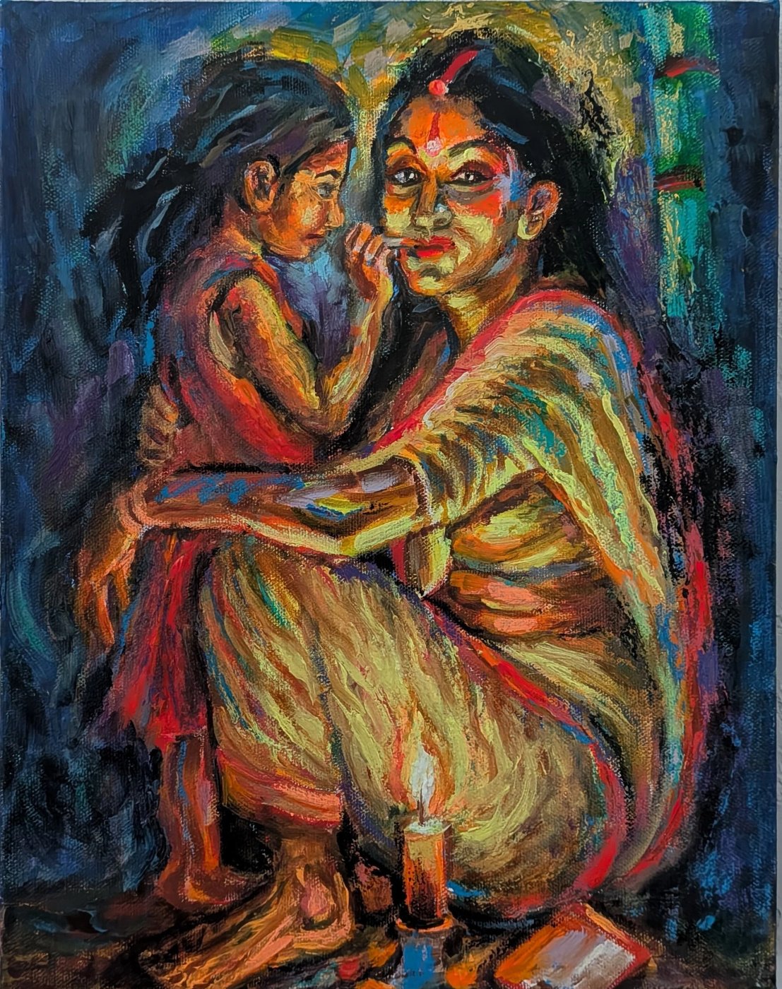 'Light of Affection' — a mother holding her child by candlelight