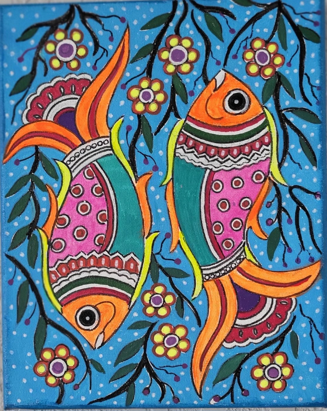 Madhubani painting of a fish